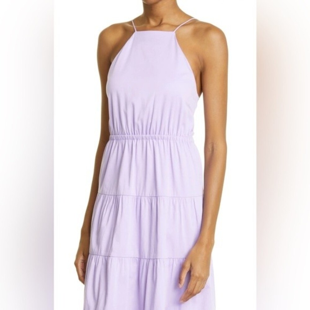 NWT custom ALICE + OLIVIA Hartley Open Tie Back Tiered Mini DRESS. Size 4.